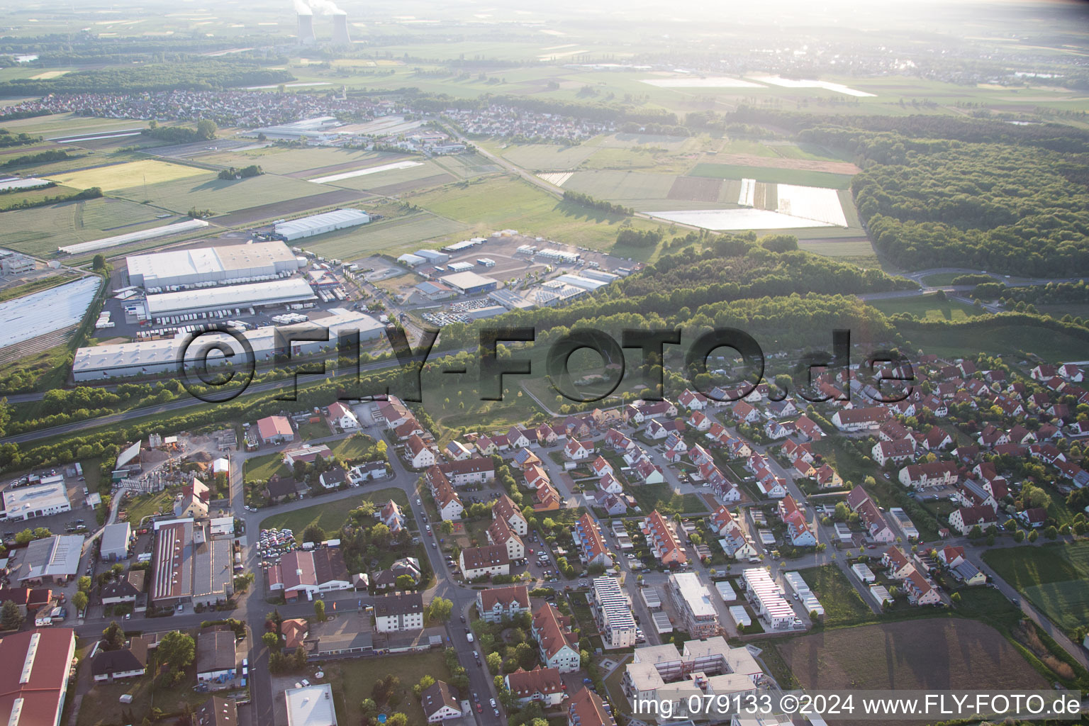 Aerial view of Schwebheim in the state Bavaria, Germany