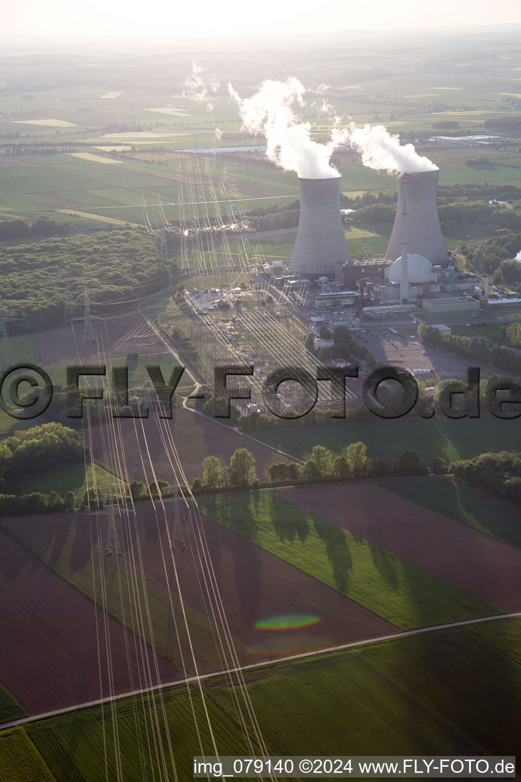 Aerial view of KKG in Grafenrheinfeld in the state Bavaria, Germany