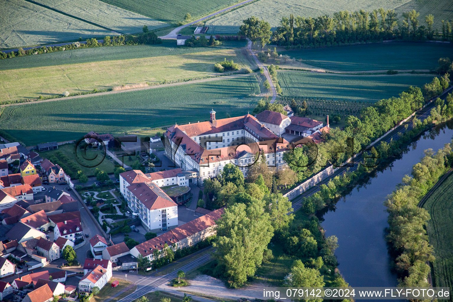 Aerial view of District Heidenfeld in Röthlein in the state Bavaria, Germany