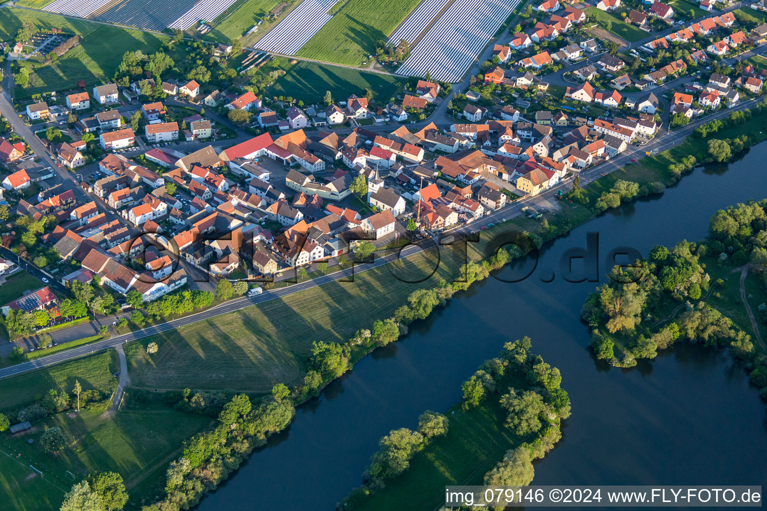 Aerial view of District Hirschfeld in Röthlein in the state Bavaria, Germany