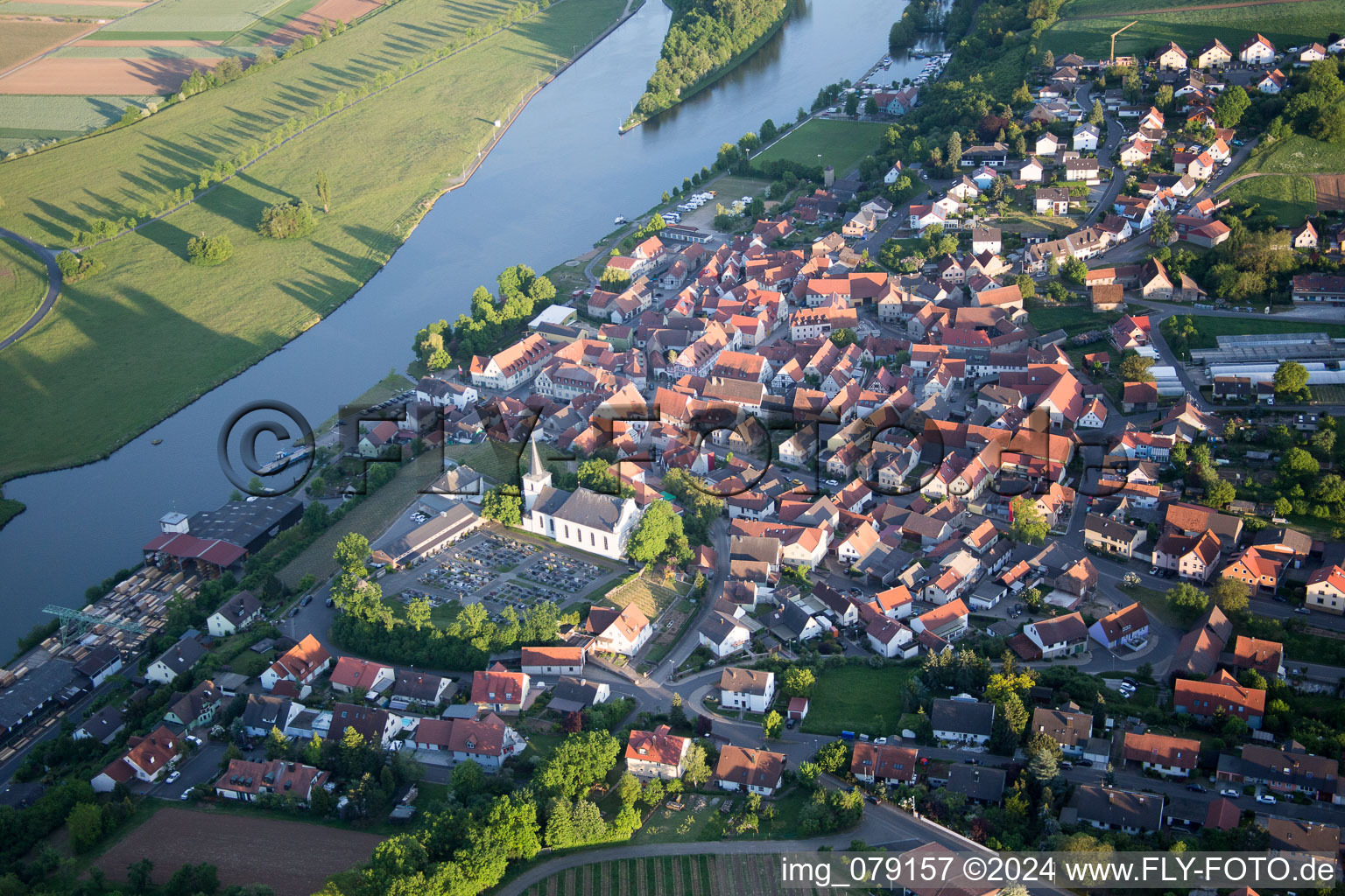 Wipfeld in the state Bavaria, Germany from above