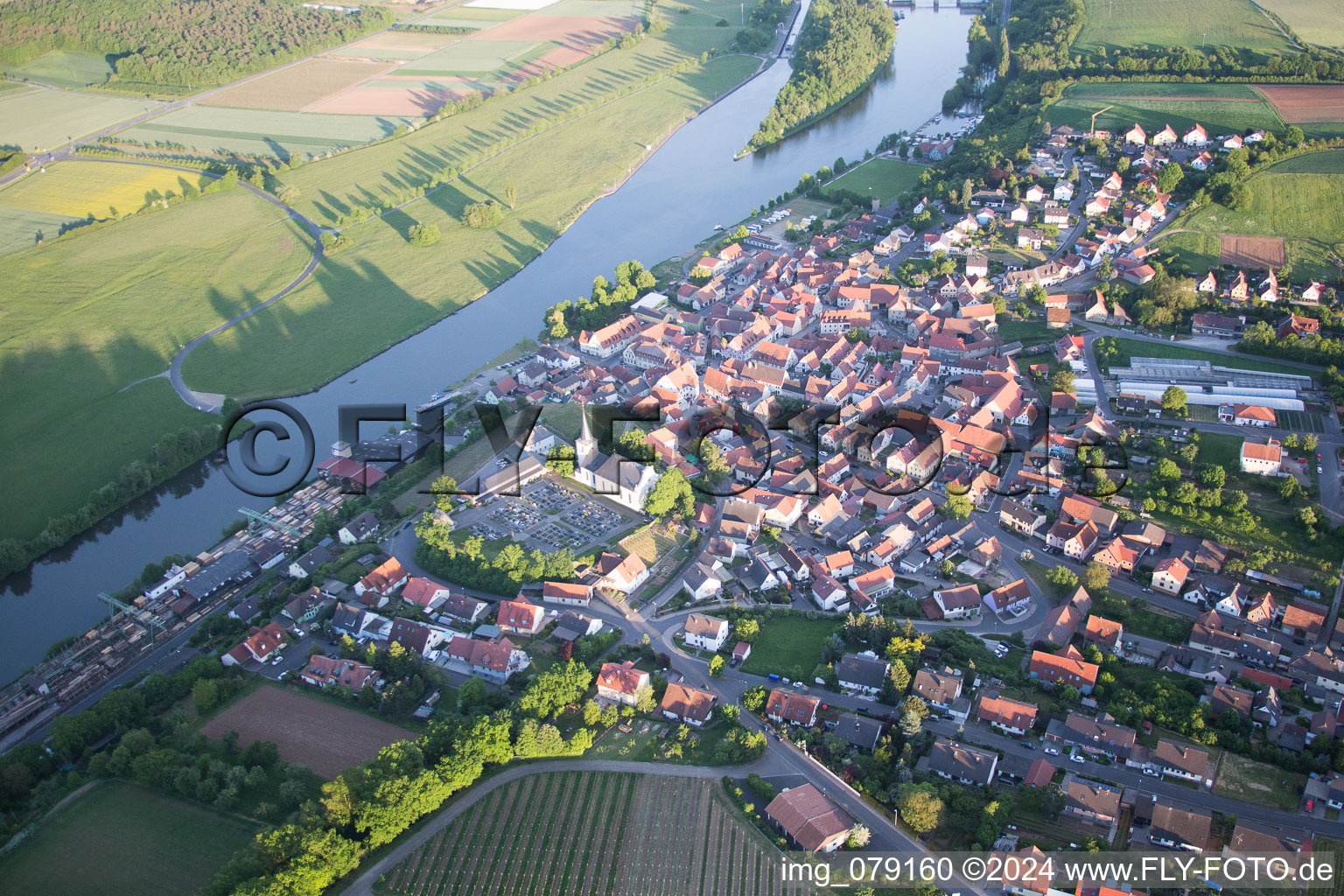 Wipfeld in the state Bavaria, Germany seen from above