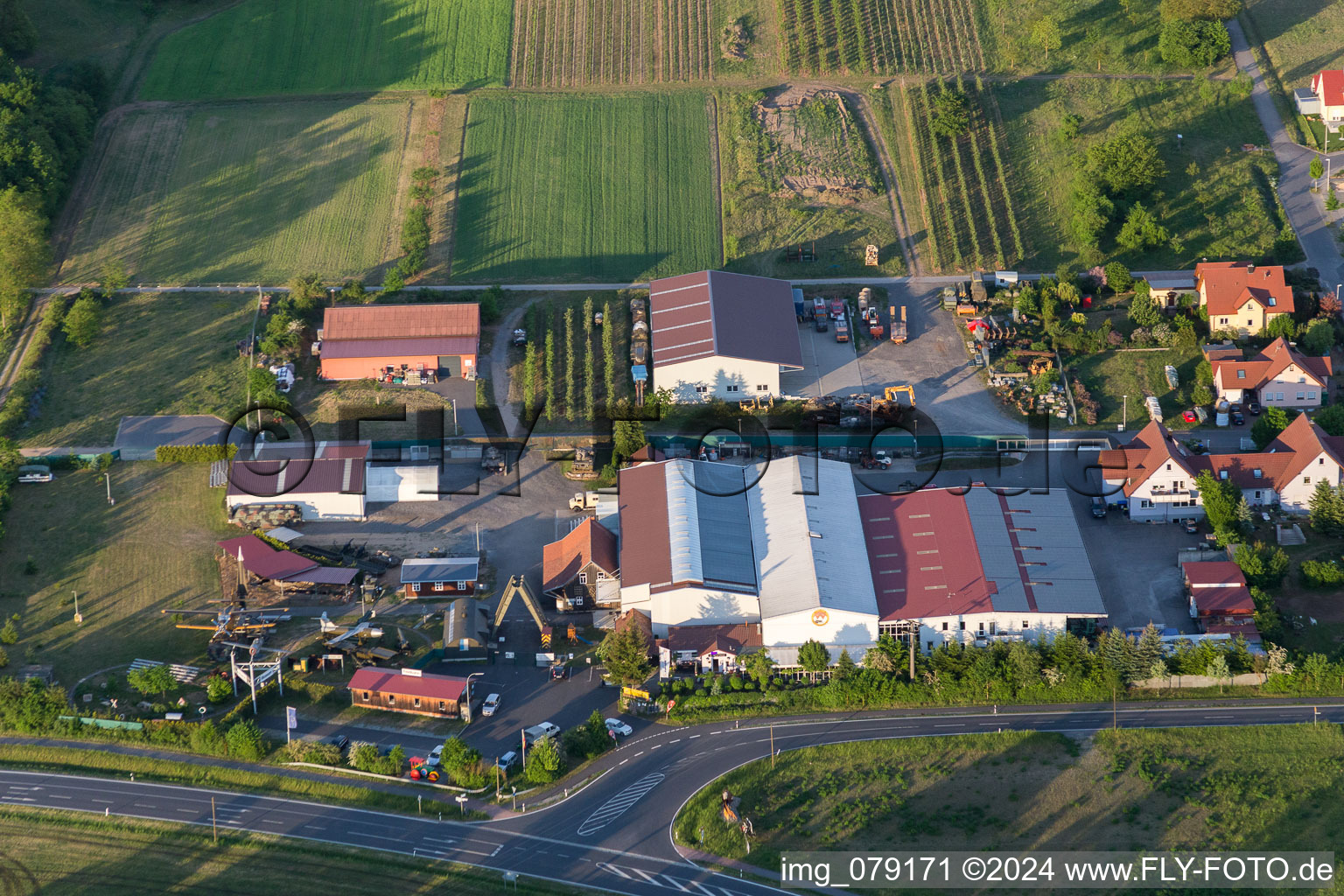 Exhibition of fighter aircrafts and tanks and Museum building ensemble of Museum for Military History in Stammheim in the state Bavaria, Germany