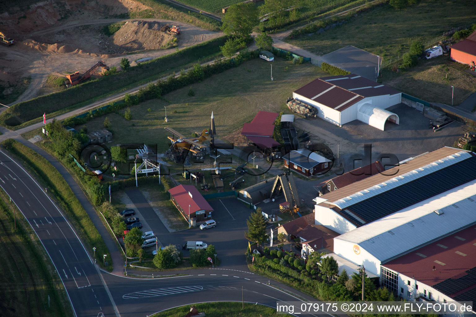 Military Museum in the district Stammheim in Kolitzheim in the state Bavaria, Germany from above