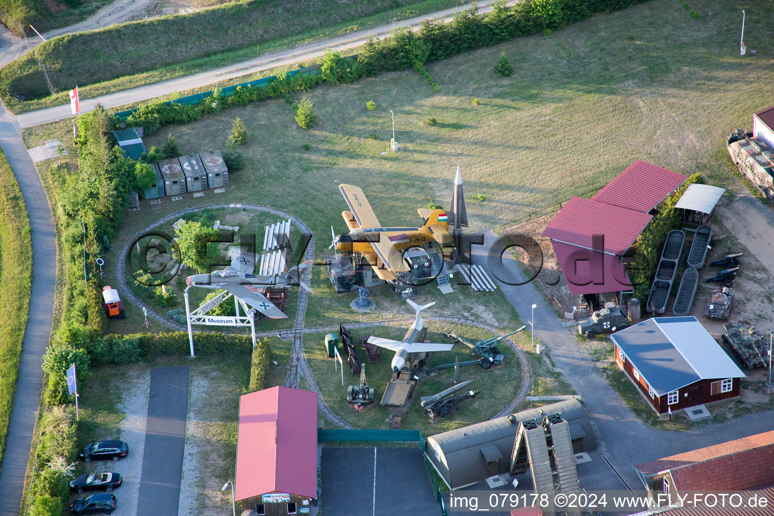 Military Museum in the district Stammheim in Kolitzheim in the state Bavaria, Germany seen from above