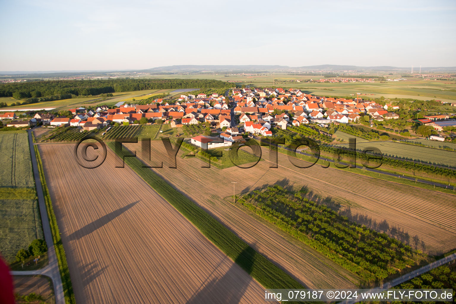 Aerial photograpy of District Lindach in Kolitzheim in the state Bavaria, Germany