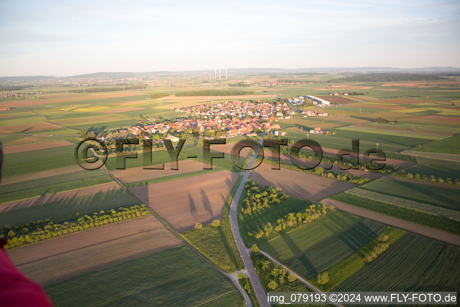 Kolitzheim in the state Bavaria, Germany from above