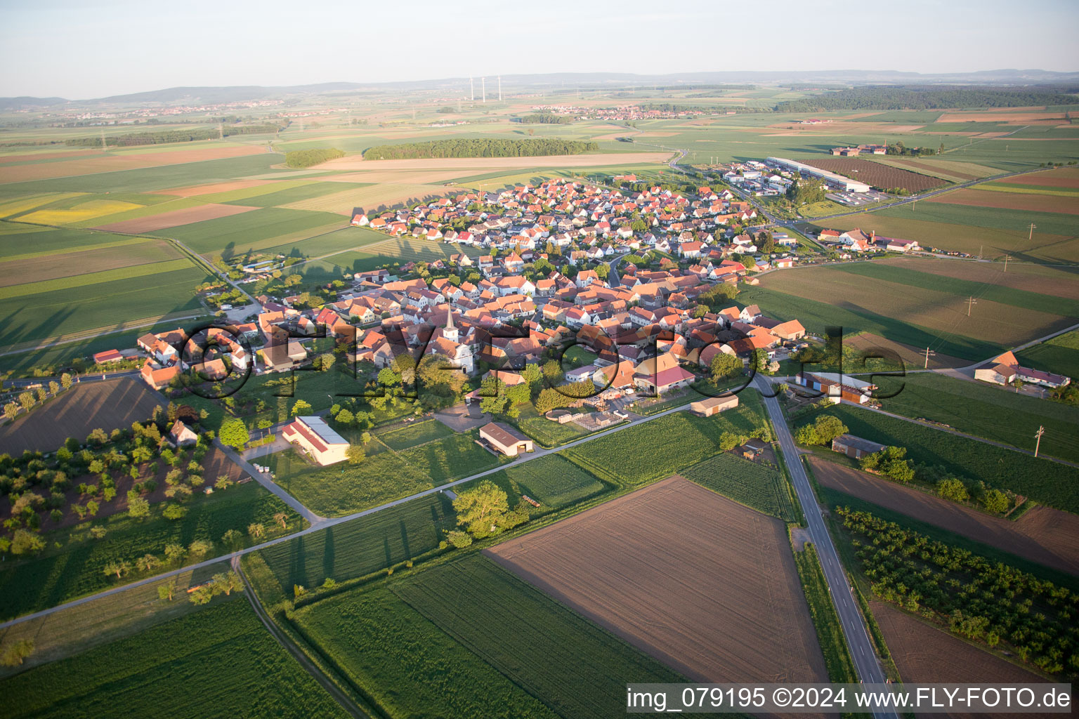 Kolitzheim in the state Bavaria, Germany seen from above