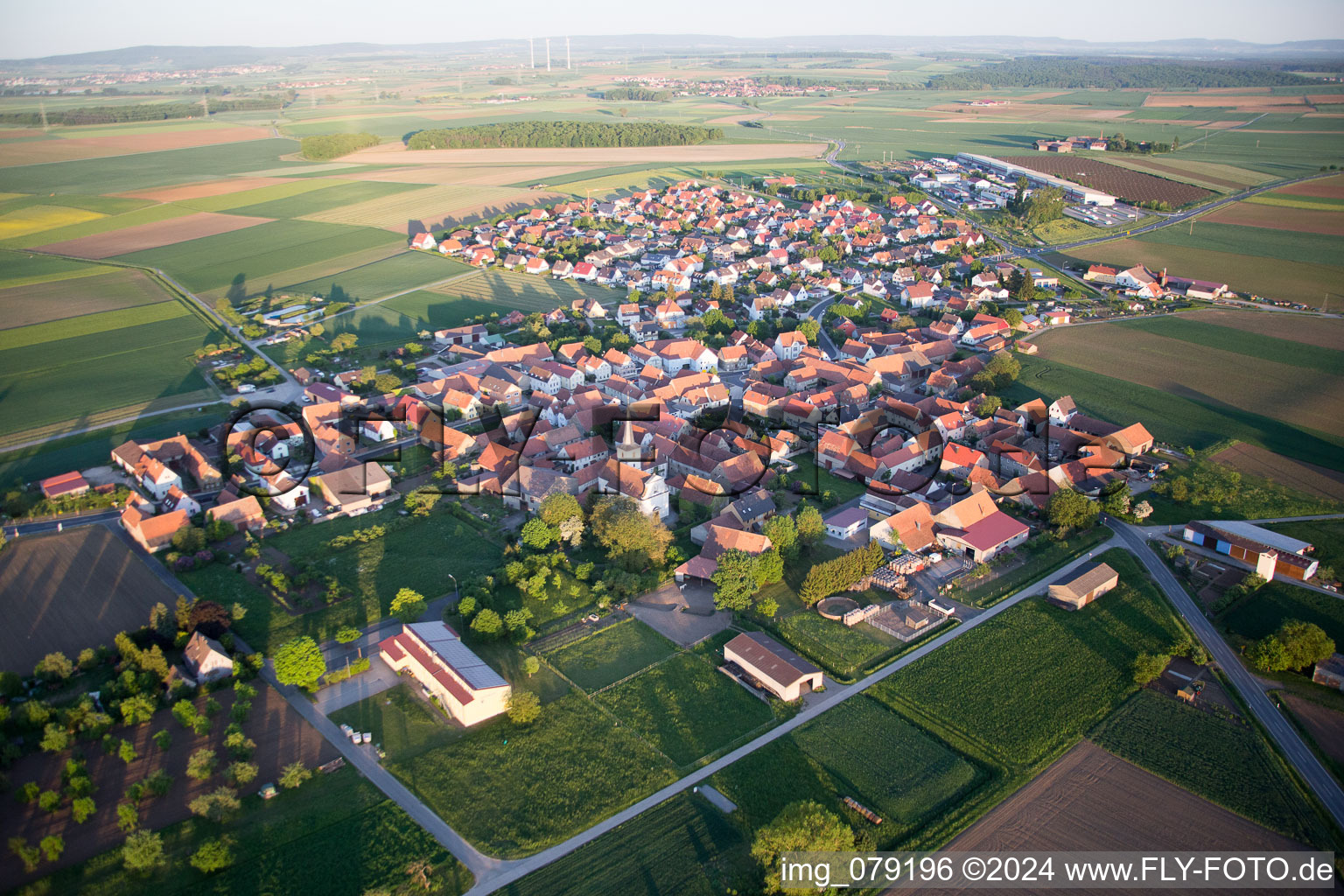 Kolitzheim in the state Bavaria, Germany from the plane