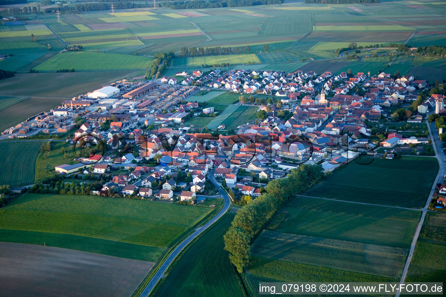 Kolitzheim in the state Bavaria, Germany viewn from the air