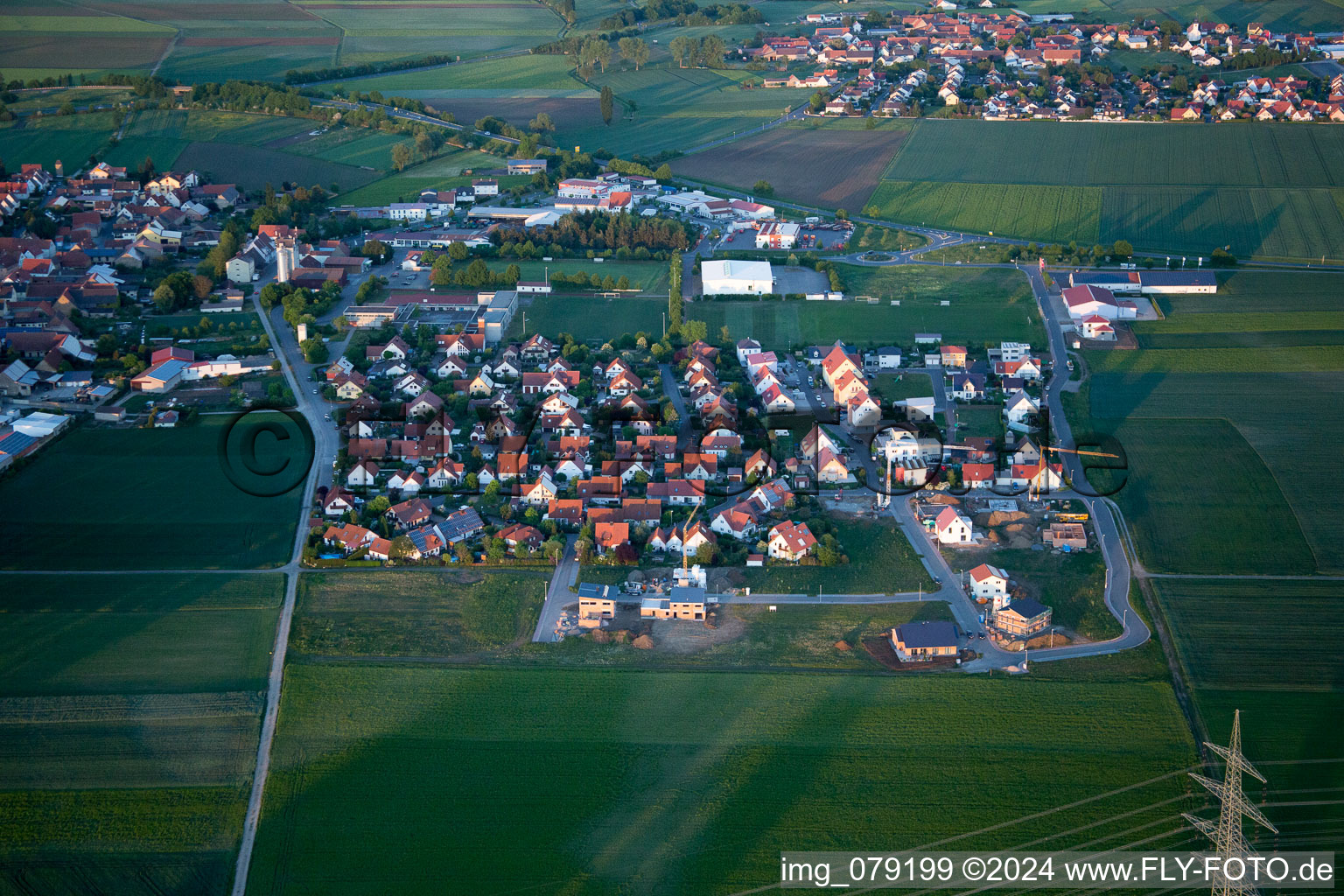 Drone recording of Kolitzheim in the state Bavaria, Germany