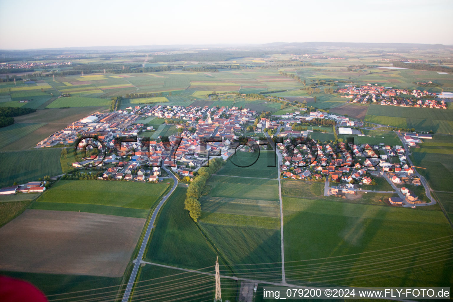 Drone image of Kolitzheim in the state Bavaria, Germany