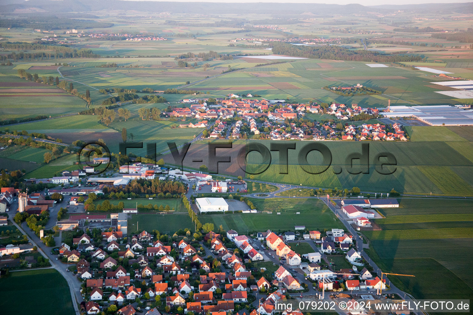 Kolitzheim in the state Bavaria, Germany from a drone