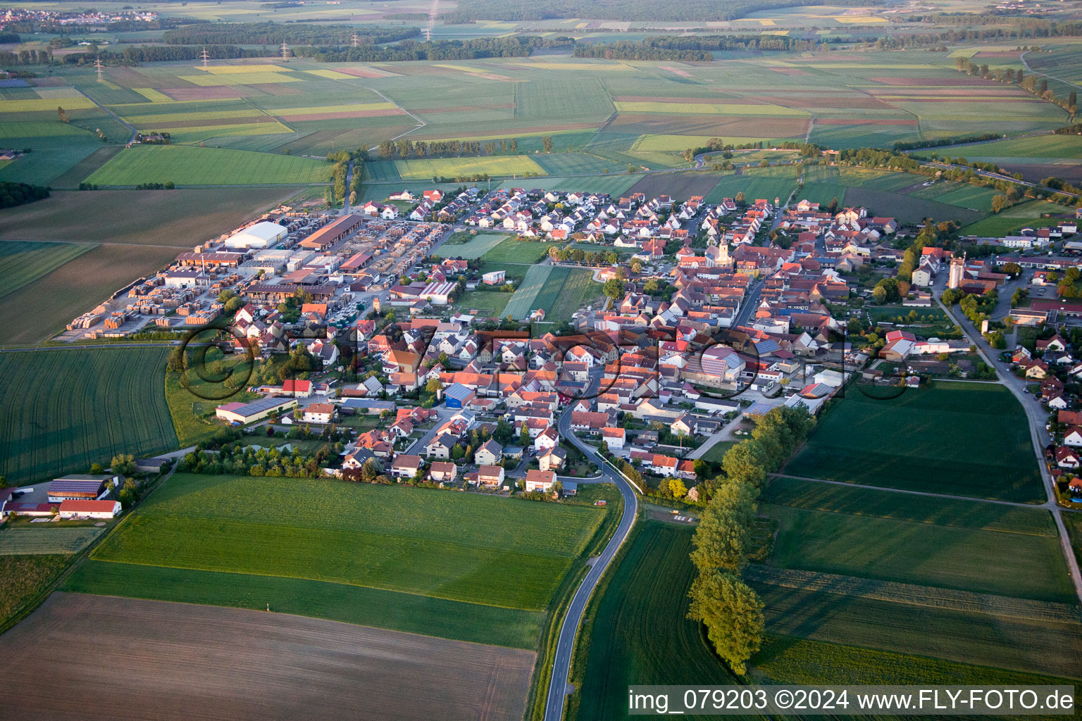 Kolitzheim in the state Bavaria, Germany seen from a drone