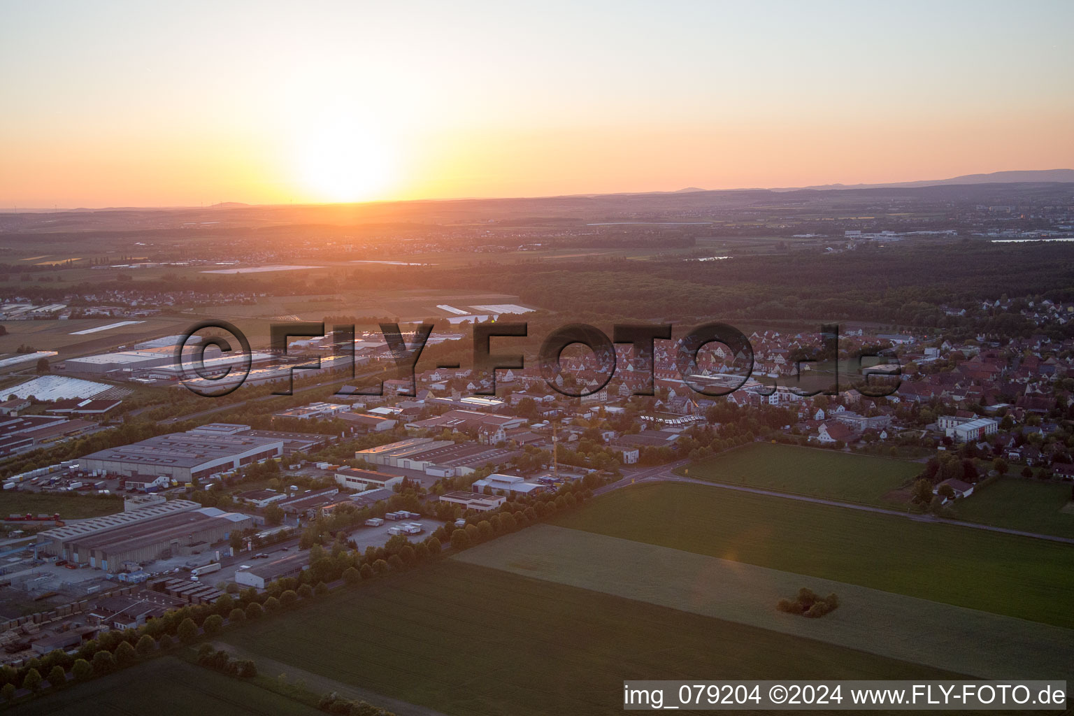 Oblique view of Schwebheim in the state Bavaria, Germany