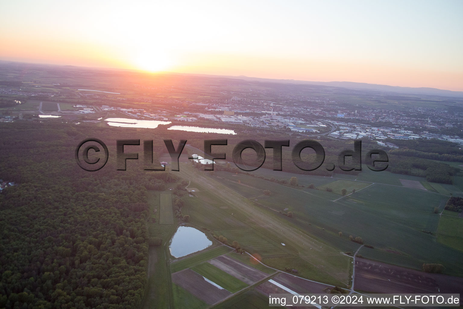 Aerial view of EDFS at Sunset in Schweinfurt in the state Bavaria, Germany