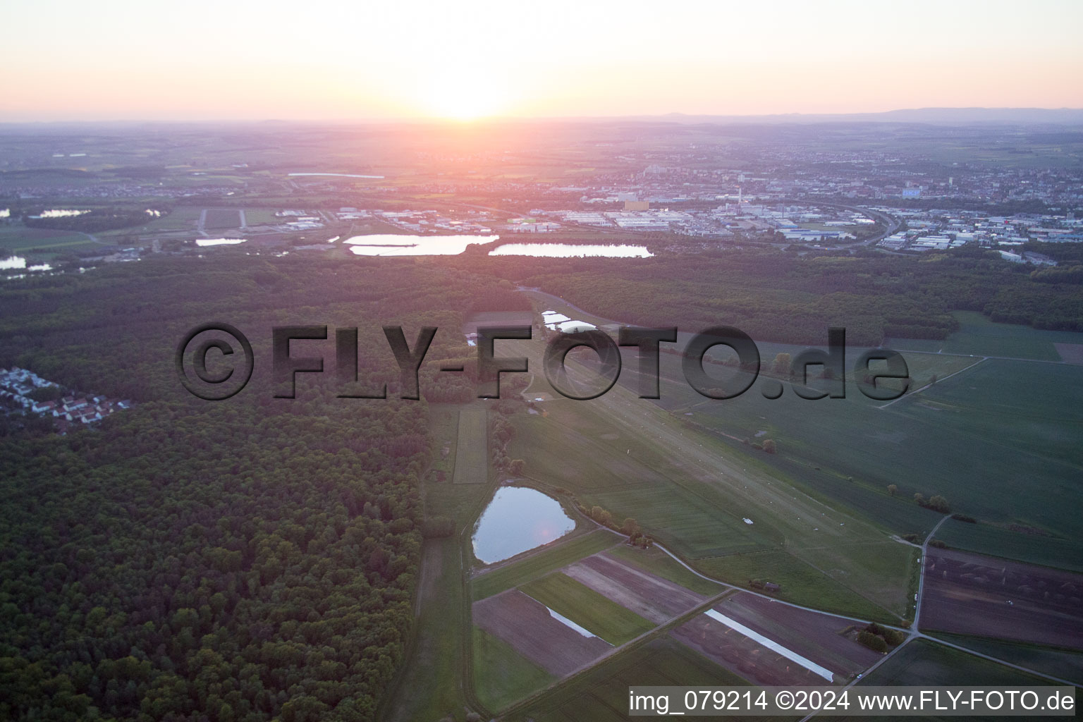 Aerial photograpy of EDFS at Sunset in Schweinfurt in the state Bavaria, Germany