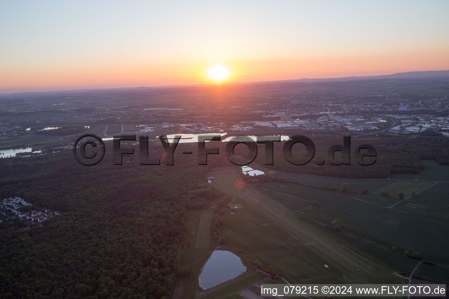 Oblique view of EDFS at Sunset in Schweinfurt in the state Bavaria, Germany