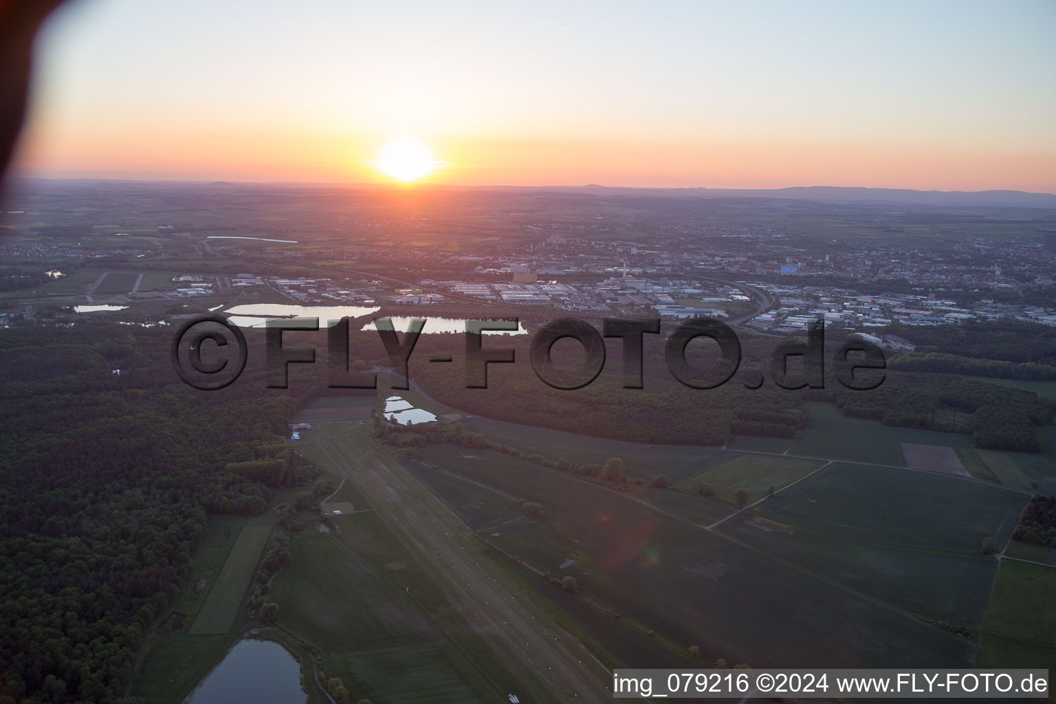 EDFS at Sunset in Schweinfurt in the state Bavaria, Germany from above