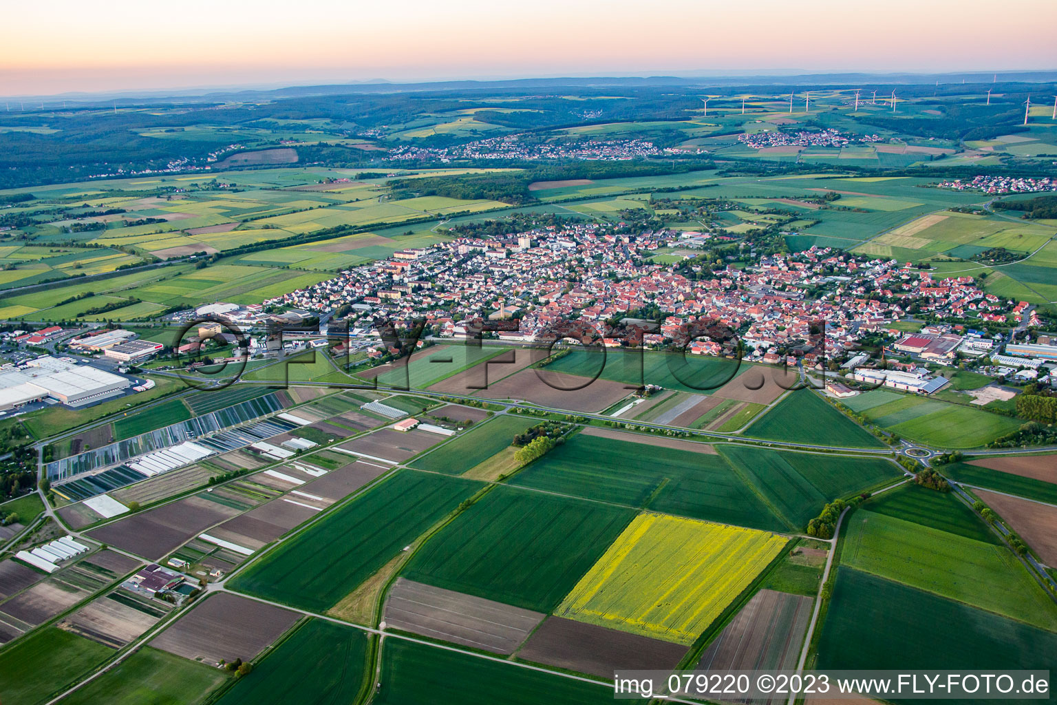 Aerial view of From the southwest in Gochsheim in the state Bavaria, Germany
