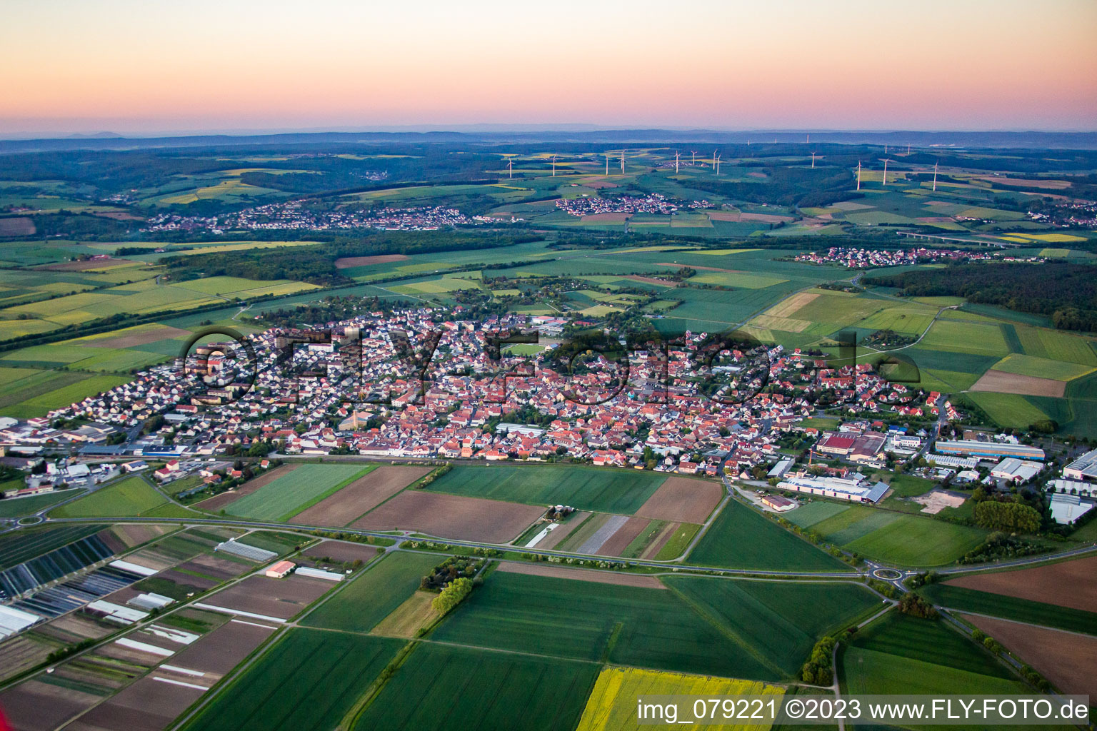 Aerial photograpy of From the southwest in Gochsheim in the state Bavaria, Germany