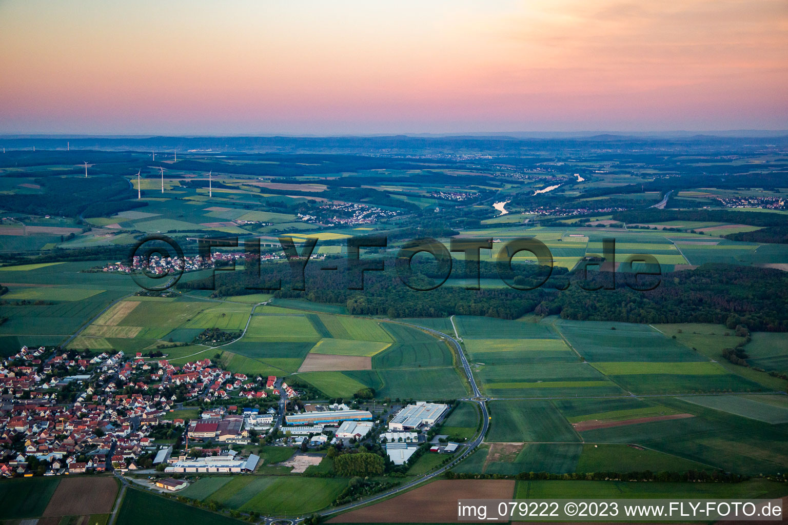 Aerial view of Gochsheim in the state Bavaria, Germany