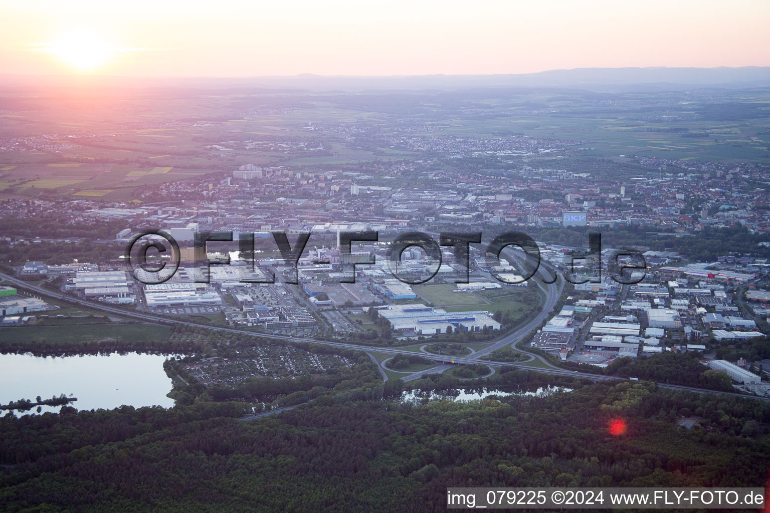 Aerial photograpy of Center in Schweinfurt in the state Bavaria, Germany