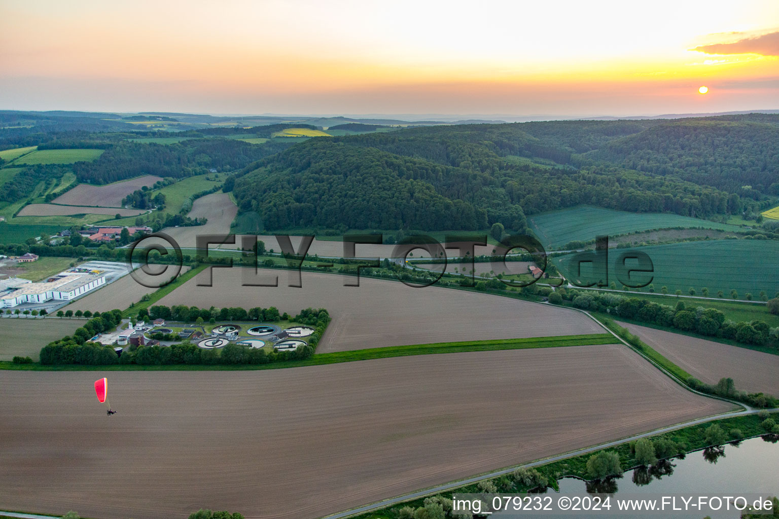 Sewage treatment plant in Beverungen in the state North Rhine-Westphalia, Germany