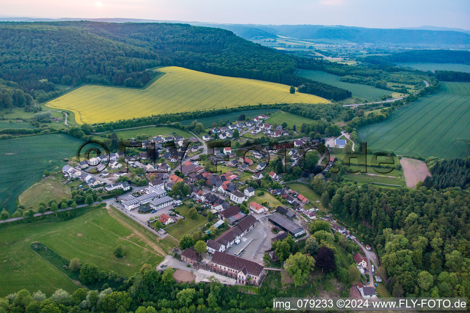 Town View of the streets and houses of the residential areas in the district Blankenau in Beverungen in the state North Rhine-Westphalia