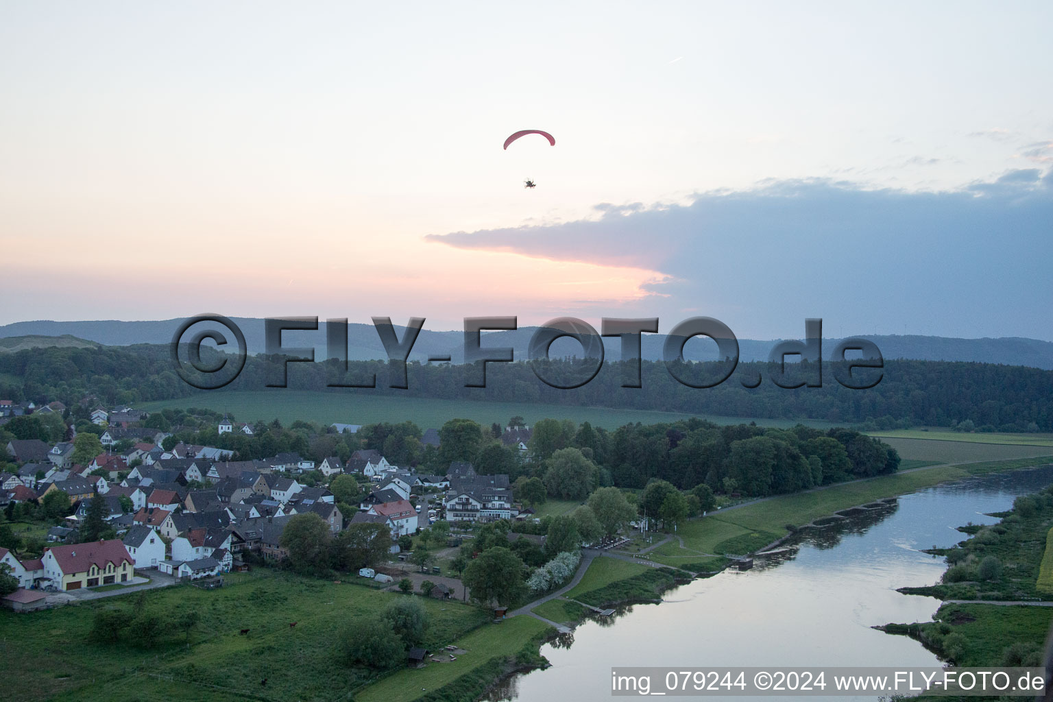 Aerial photograpy of District Wehrden in Beverungen in the state North Rhine-Westphalia, Germany