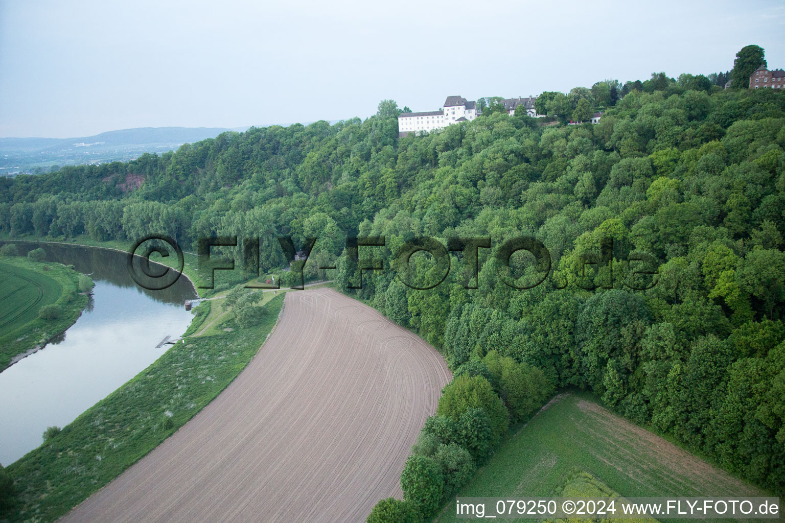 Aerial view of Fürstenberg in the state Lower Saxony, Germany