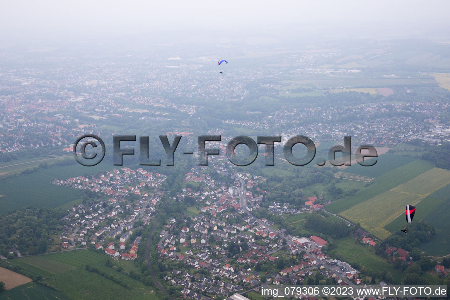 Aerial view of Detmold in the state North Rhine-Westphalia, Germany