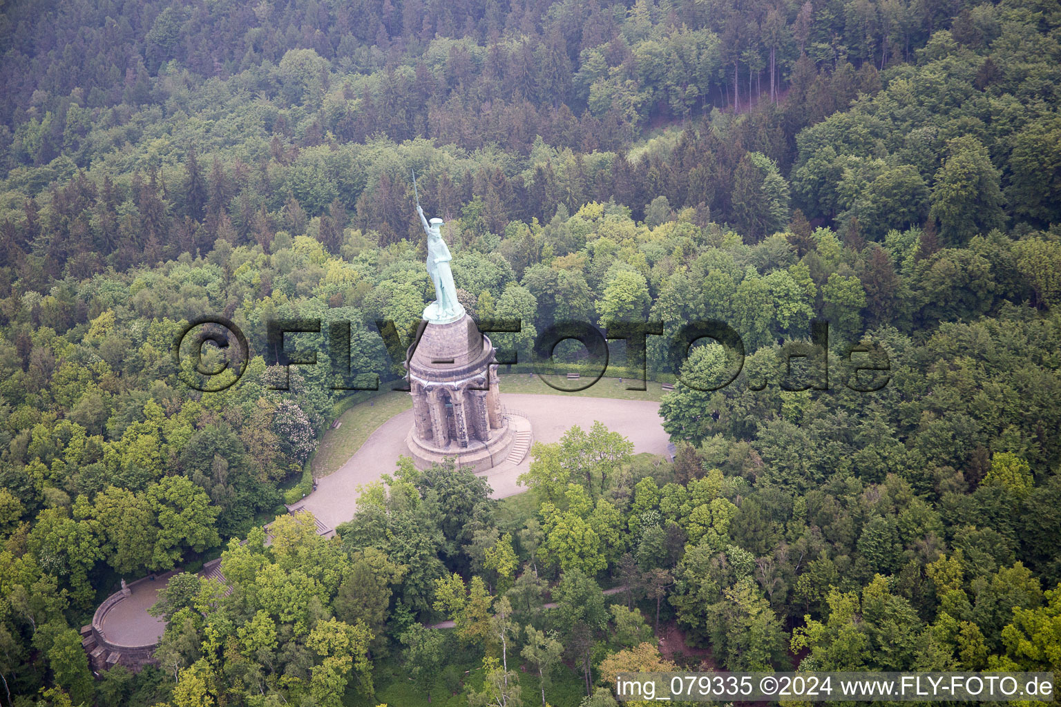 Oblique view of Hermann monument in Detmold in the state North Rhine-Westphalia, Germany