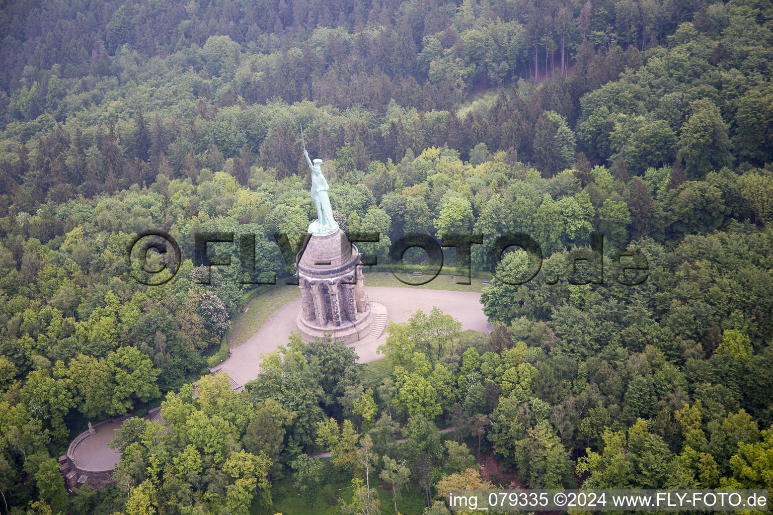 Oblique view of Hermann Monument in Detmold in the state North Rhine-Westphalia, Germany