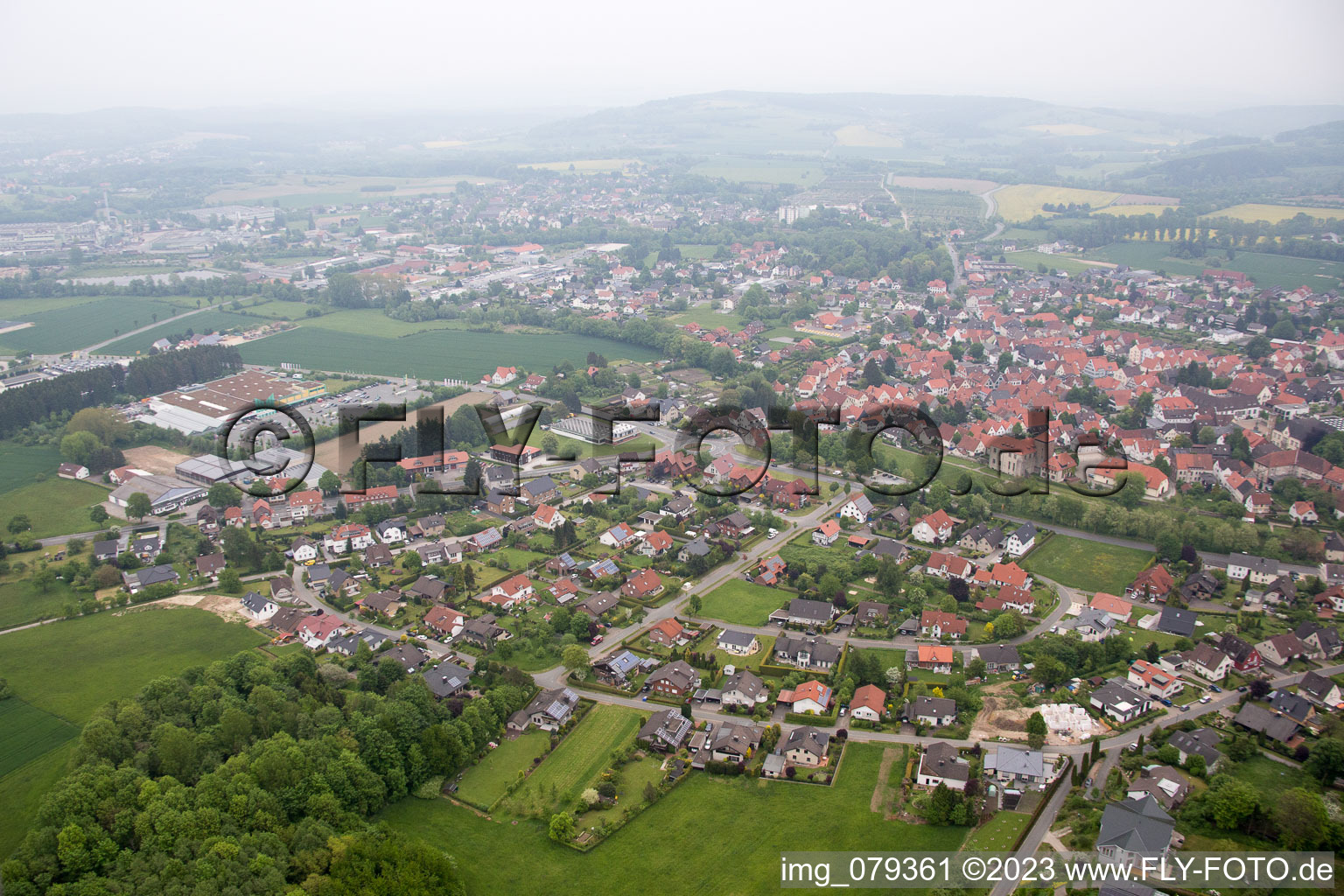 Aerial photograpy of Horn-Bad Meinberg in the state North Rhine-Westphalia, Germany