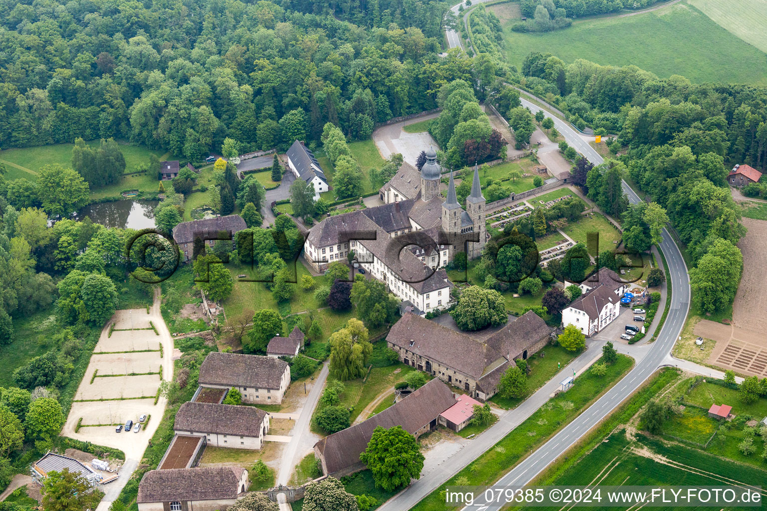 Complex of buildings of the monastery and epistorial church St. Jakobus the old in Marienmuenster in the state North Rhine-Westphalia, Germany