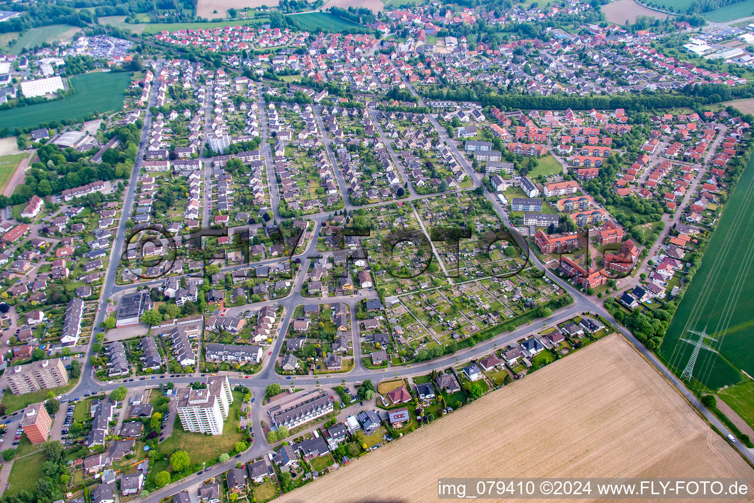 Aerial photograpy of District Afferde in Hameln in the state Lower Saxony, Germany