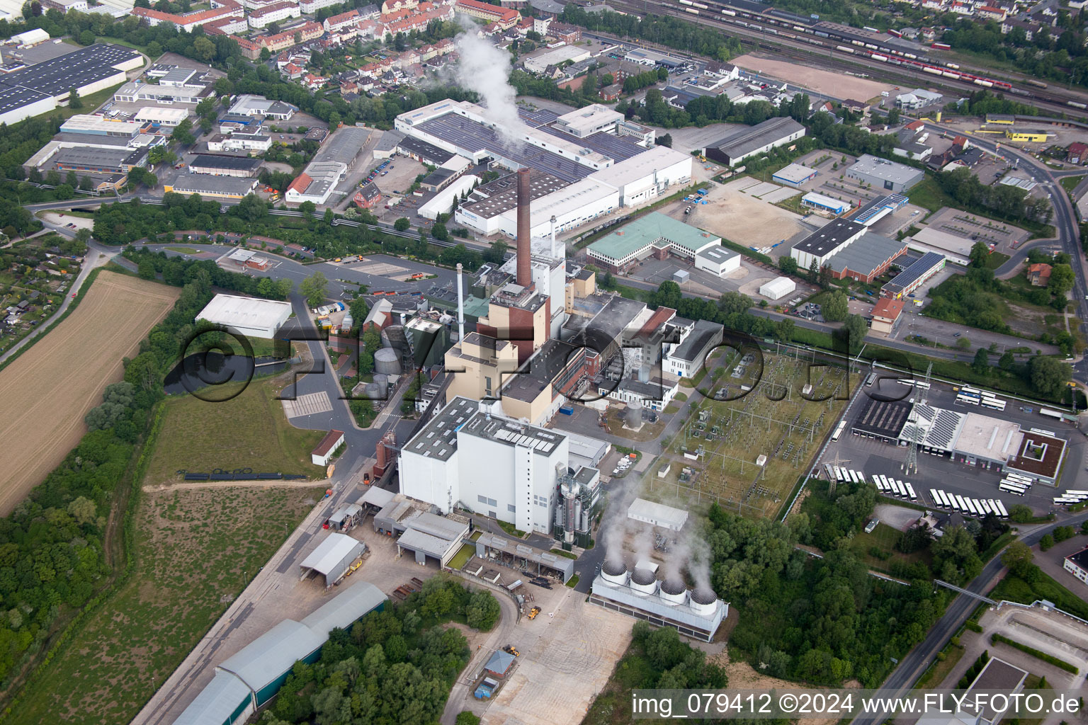 Building and production halls on the premises of Cemex Deutschland AG in Hameln in the state Lower Saxony, Germany