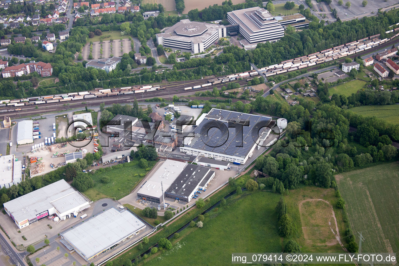 Industrial estate and company settlement of Renovierungs-Discounter tedox Hameln in Hameln in the state Lower Saxony, Germany