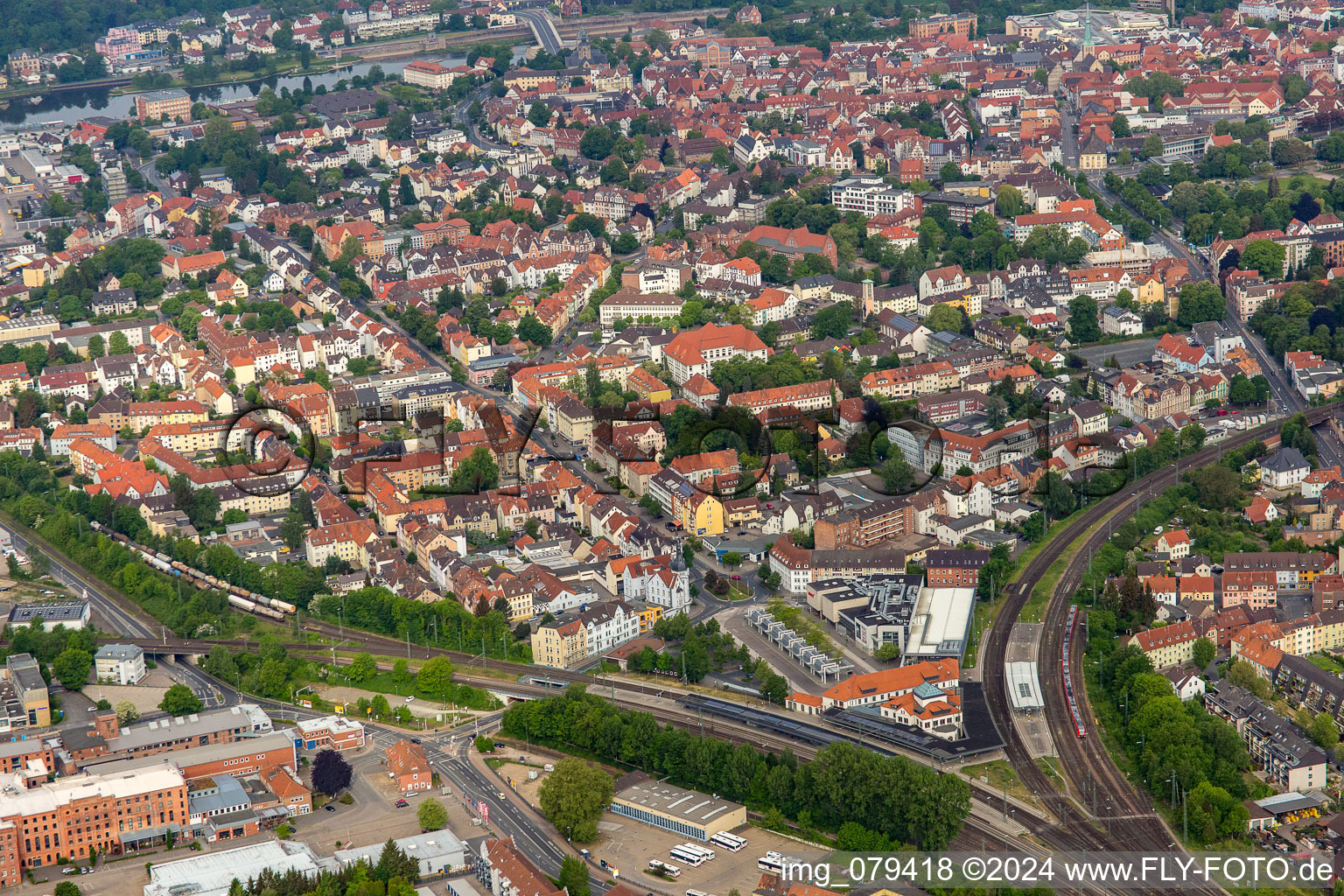 Railway junction in Hameln in the state Lower Saxony, Germany