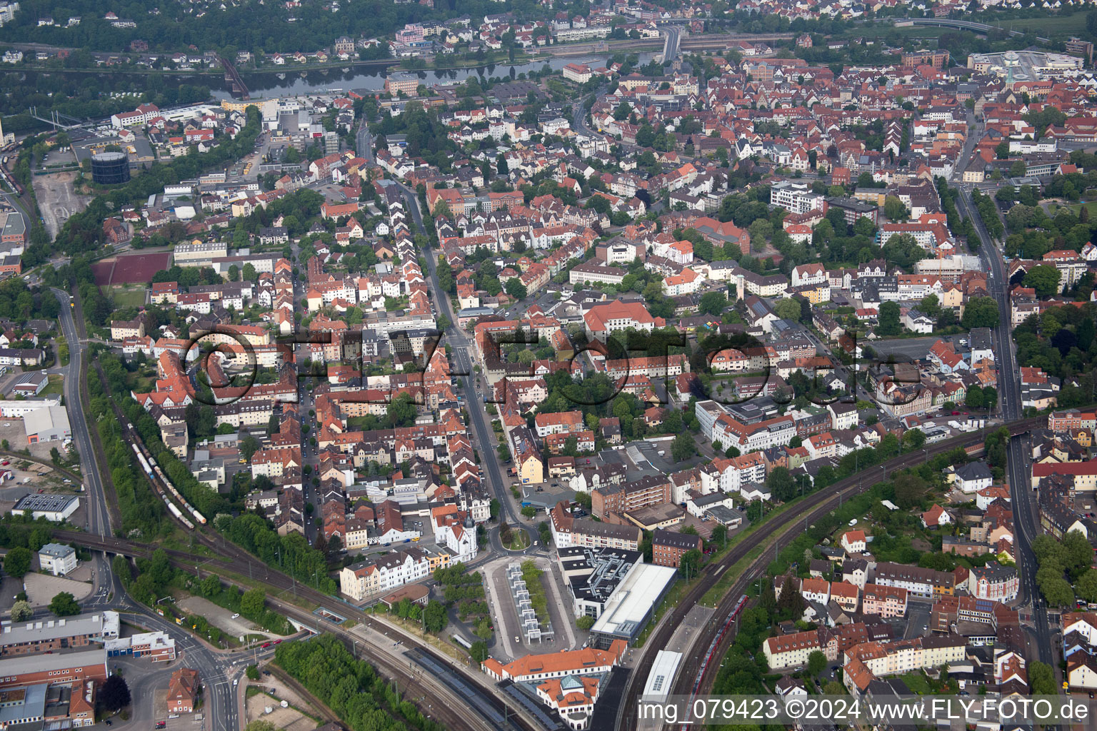 Street - road guidance Kaiserstrasse and Koenigstrasse in Hameln in the state Lower Saxony, Germany