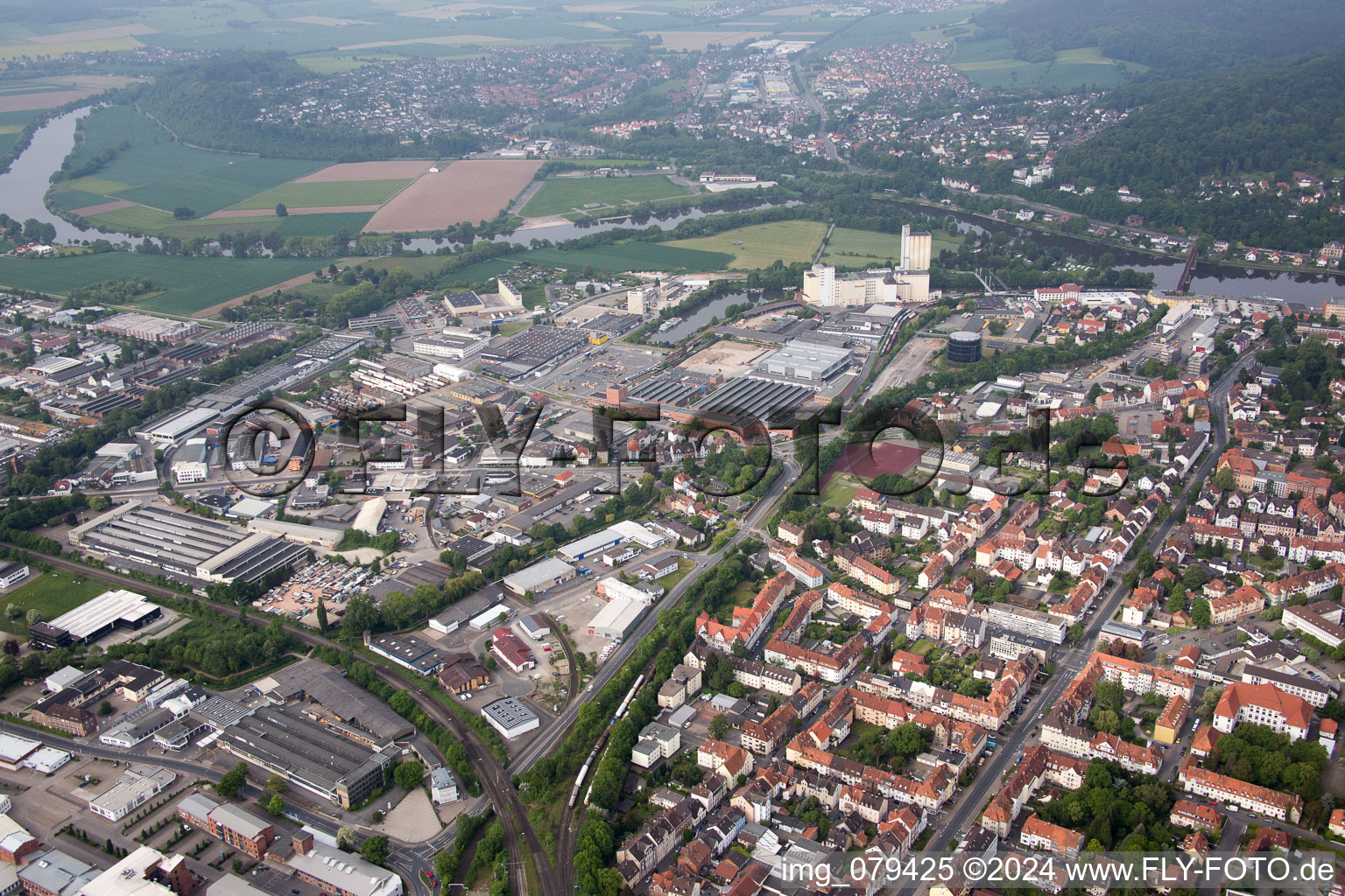 Aerial photograpy of Hameln in the state Lower Saxony, Germany