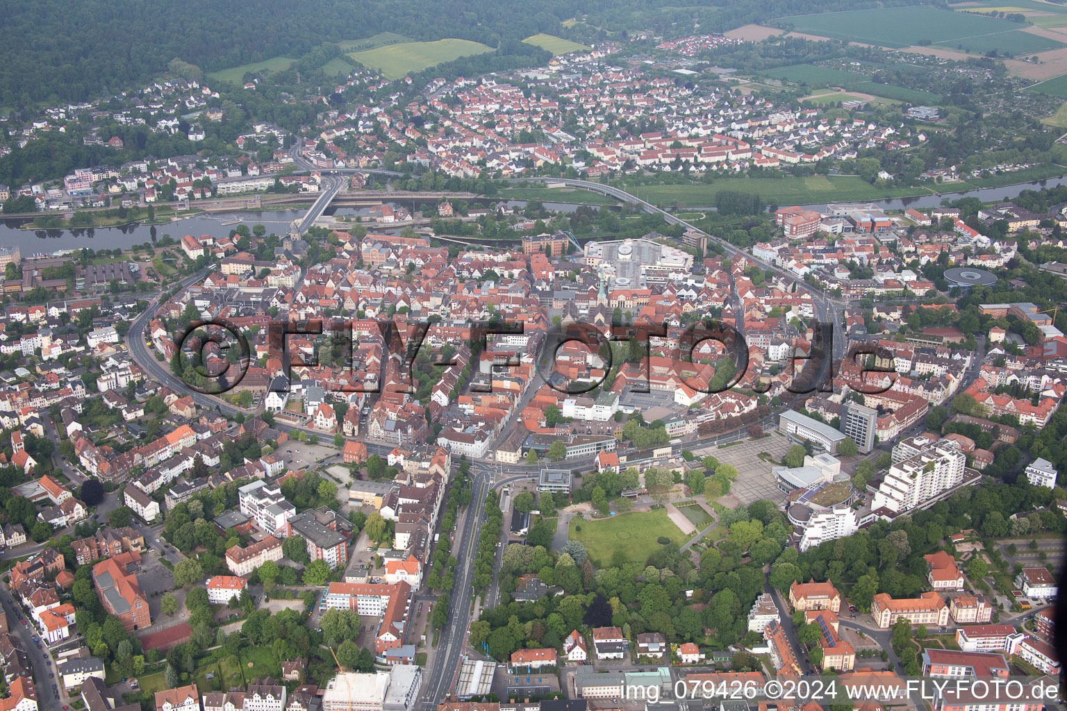 Oblique view of Hameln in the state Lower Saxony, Germany