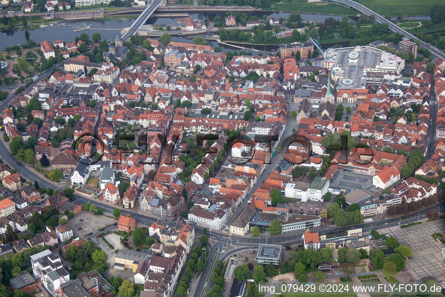 Hameln in the state Lower Saxony, Germany out of the air