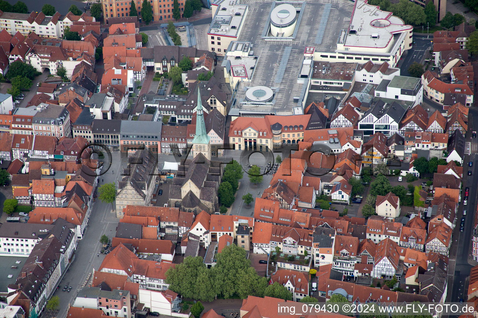 Church building in of Marktkirche St. Nicolai Old Town- center of downtown in Hameln in the state Lower Saxony, Germany