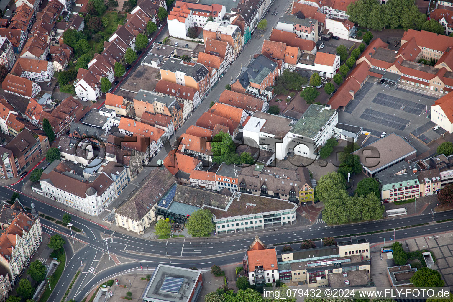 Hameln in the state Lower Saxony, Germany seen from above