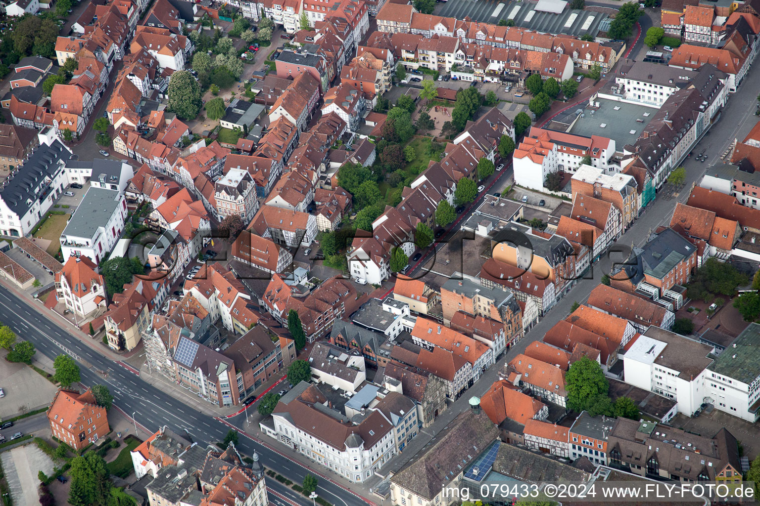 Hameln in the state Lower Saxony, Germany from the plane