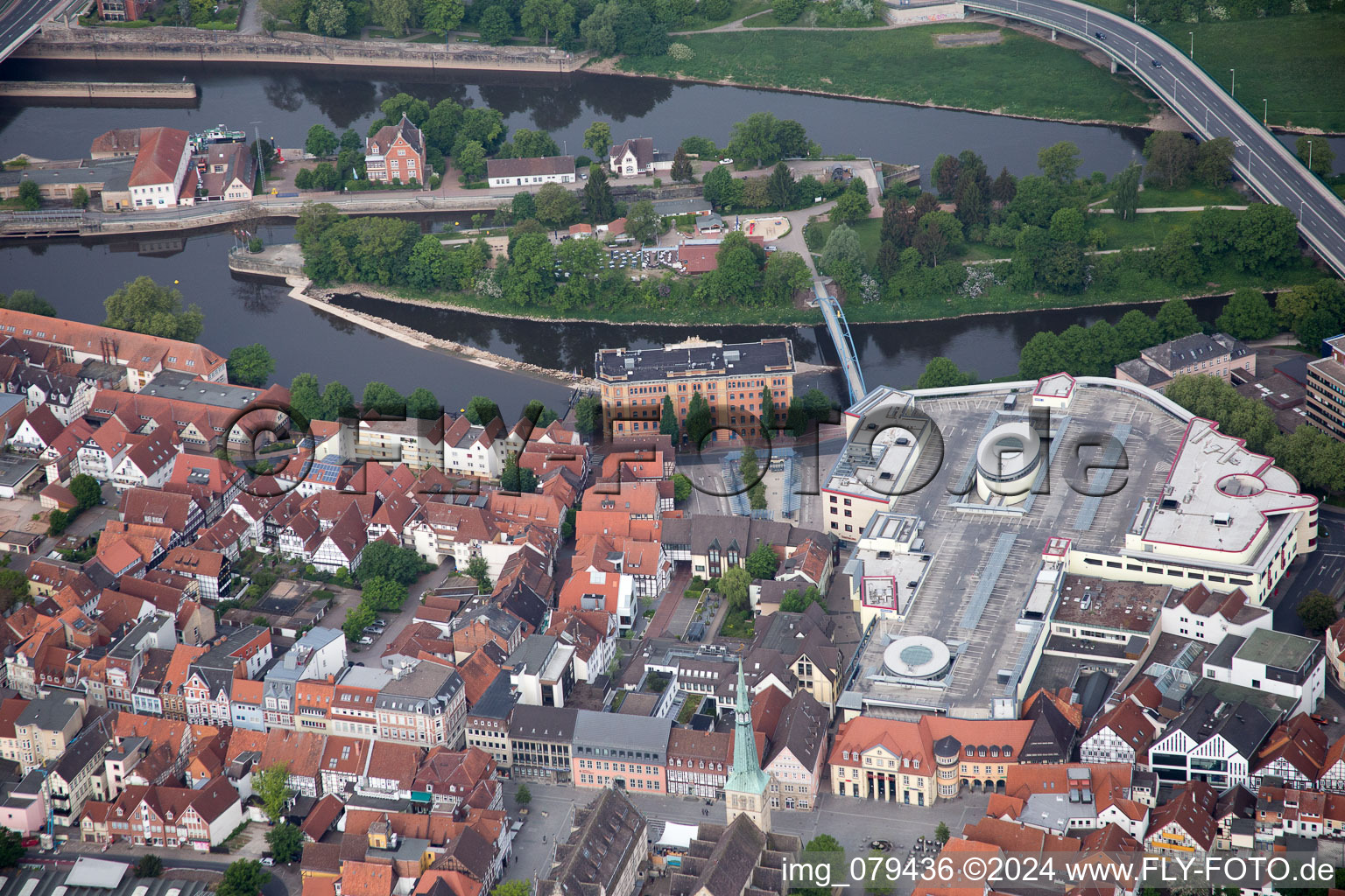 Hameln in the state Lower Saxony, Germany viewn from the air