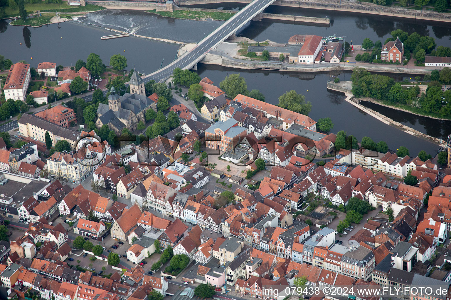 Drone image of Hameln in the state Lower Saxony, Germany