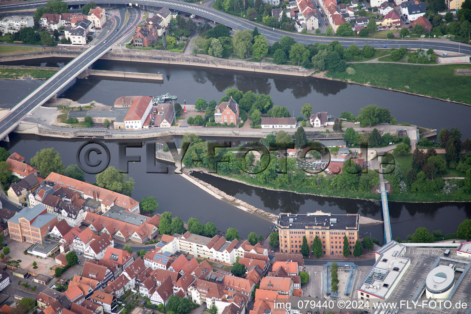 Hameln in the state Lower Saxony, Germany from a drone